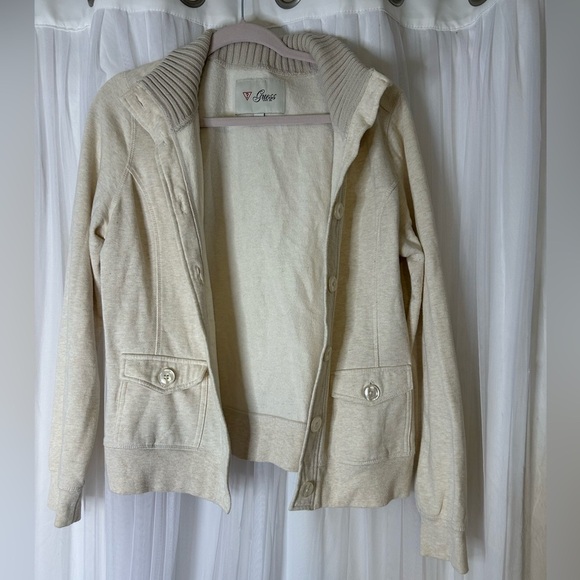 Guess Ivory Button-Up Women's Cardigan — size XL - Picture 5 of 6